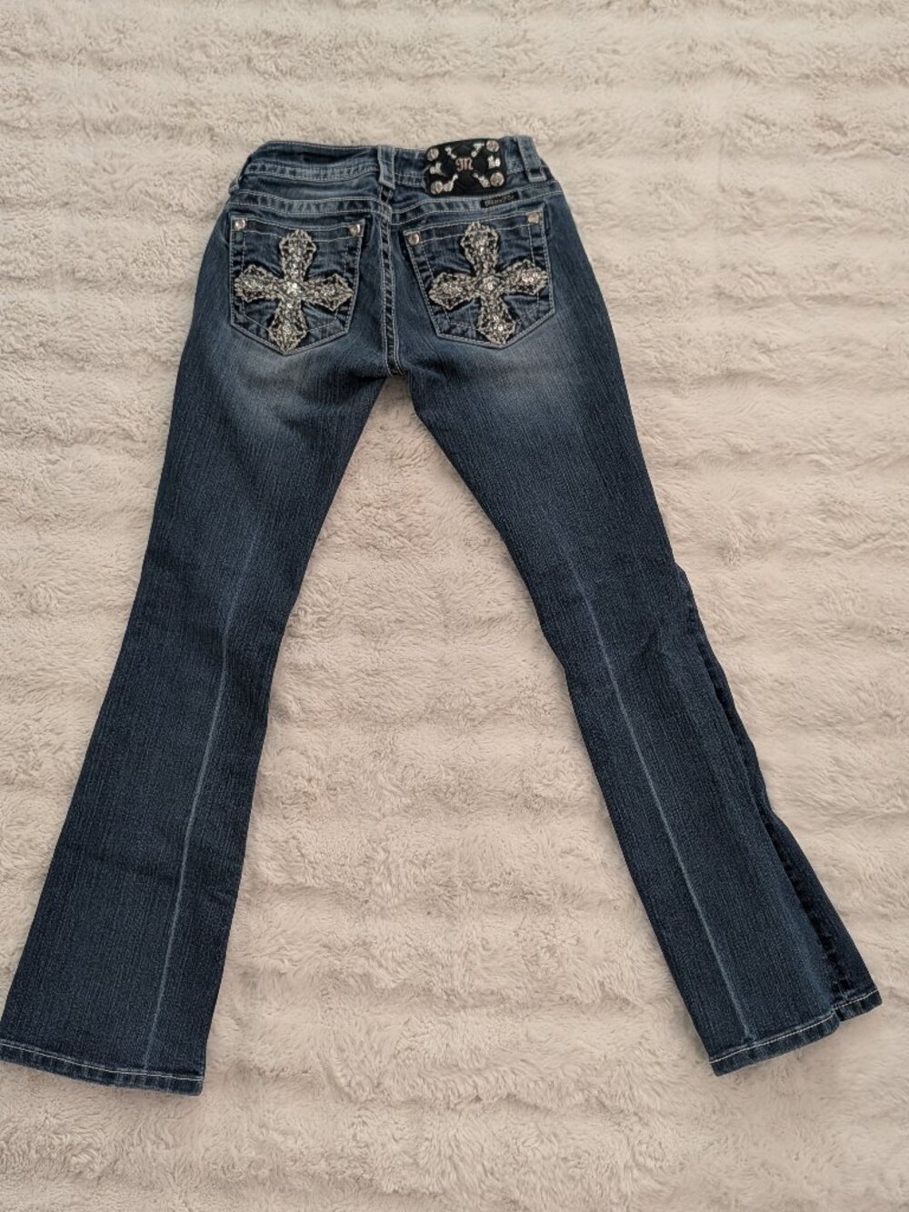 Miss Me Jeans Signature Bootcut Cross Embellishment Style JE8293BR Size 25